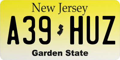 NJ license plate A39HUZ