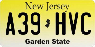 NJ license plate A39HVC