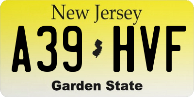 NJ license plate A39HVF