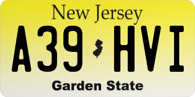 NJ license plate A39HVI