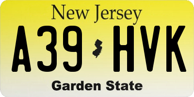 NJ license plate A39HVK