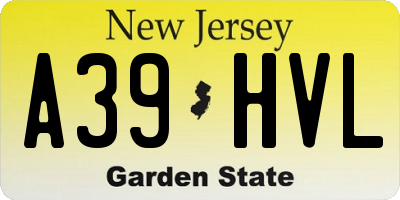 NJ license plate A39HVL