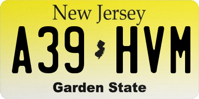 NJ license plate A39HVM