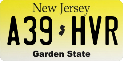 NJ license plate A39HVR