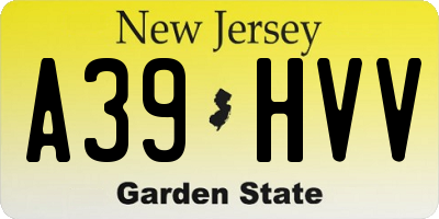 NJ license plate A39HVV