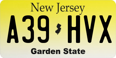 NJ license plate A39HVX