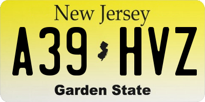 NJ license plate A39HVZ