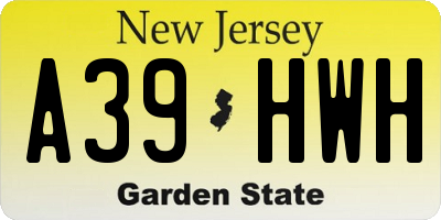 NJ license plate A39HWH