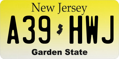 NJ license plate A39HWJ