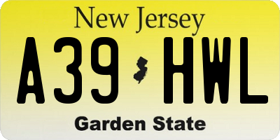NJ license plate A39HWL