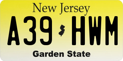 NJ license plate A39HWM