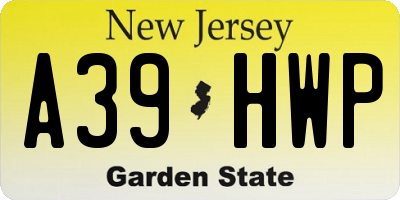NJ license plate A39HWP