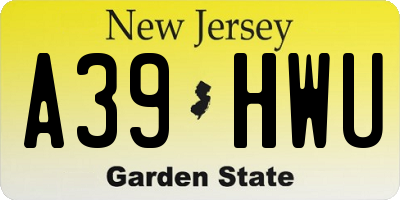 NJ license plate A39HWU