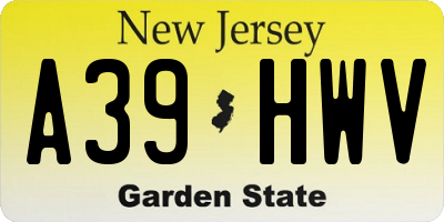 NJ license plate A39HWV