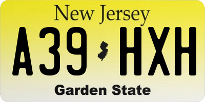 NJ license plate A39HXH