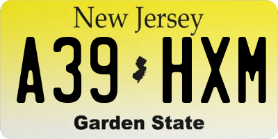 NJ license plate A39HXM