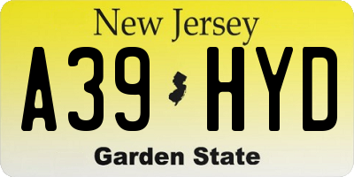 NJ license plate A39HYD