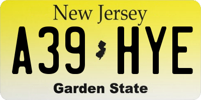 NJ license plate A39HYE