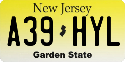 NJ license plate A39HYL