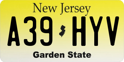 NJ license plate A39HYV