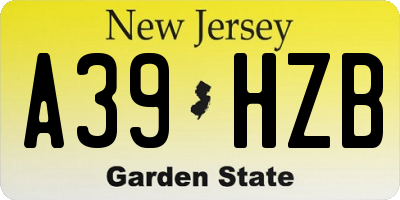 NJ license plate A39HZB