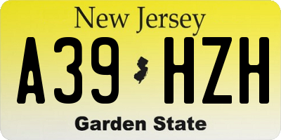 NJ license plate A39HZH