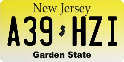 NJ license plate A39HZI