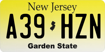 NJ license plate A39HZN