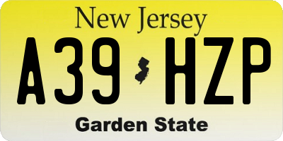 NJ license plate A39HZP