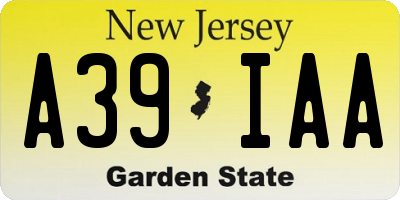 NJ license plate A39IAA