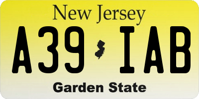 NJ license plate A39IAB