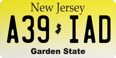 NJ license plate A39IAD