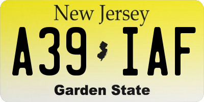 NJ license plate A39IAF