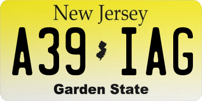 NJ license plate A39IAG