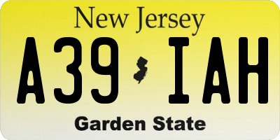 NJ license plate A39IAH
