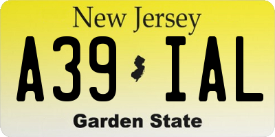 NJ license plate A39IAL