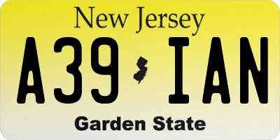 NJ license plate A39IAN