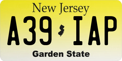 NJ license plate A39IAP