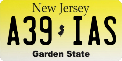 NJ license plate A39IAS