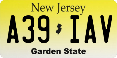 NJ license plate A39IAV