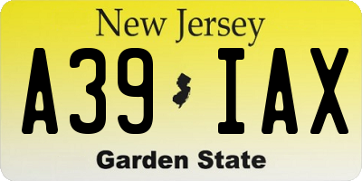 NJ license plate A39IAX