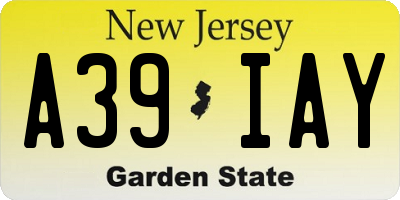 NJ license plate A39IAY