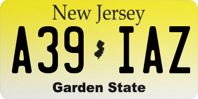 NJ license plate A39IAZ