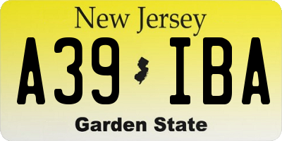 NJ license plate A39IBA