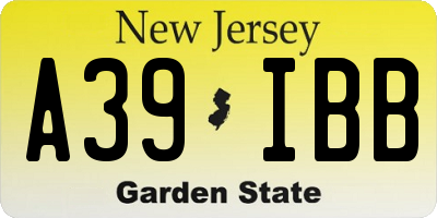 NJ license plate A39IBB