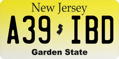 NJ license plate A39IBD