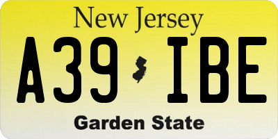 NJ license plate A39IBE