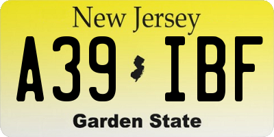 NJ license plate A39IBF