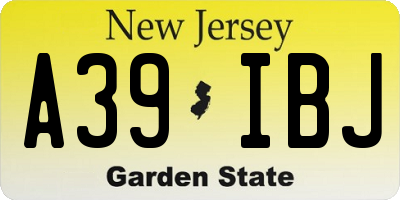 NJ license plate A39IBJ