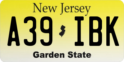 NJ license plate A39IBK